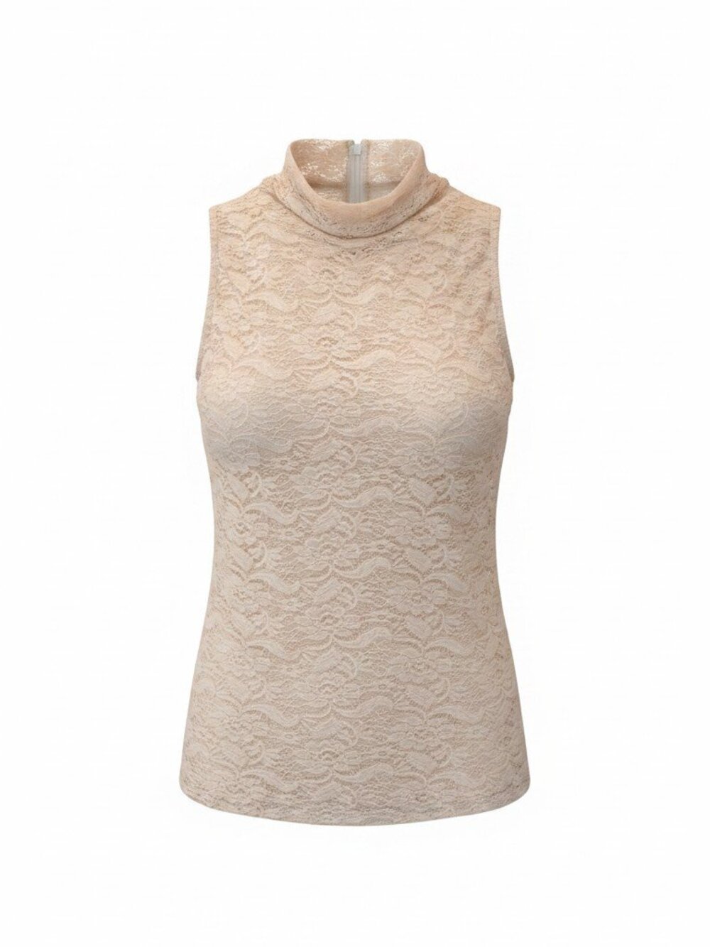 Buckle Black Lace Cowl Neck Sleeveless Top - Ivory - Size XL
